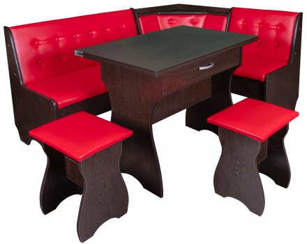 Кухонный уголок Смак-3 венге / кожзам красный