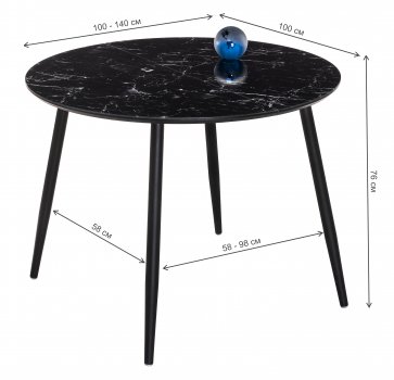 Стеклянный стол Кловис черный мрамор / черный